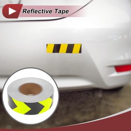 HEROFFIX 1 Pcs Safety Warning Reflective Tape Increased Visibility Reflective Strips 147.64ftx1.97" Yellow,Black PVC