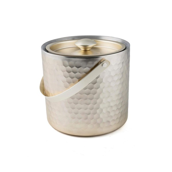 Cambridge Silversmiths Insulated Gold Faceted Ice Bucket, 3-Quart Capacity, Mulitcolored