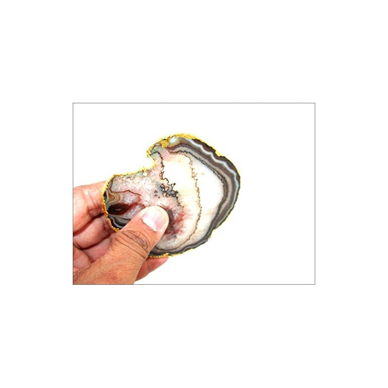 Jet International Gold Plated Agate Slice Coaster Single (1) Piece