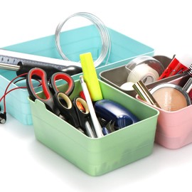 com-four® Set of 4 Storage Boxes, Cupboard Organiser in Different Sizes, Storage Box for Drawer and Shelf (4 Colours, 4 Pieces)