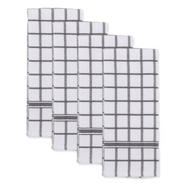 DII 100% Cotton, Machine Washable, Ultra Absorbant, Basic Everyday 16 x 26 Terry Kitchen Dish Towel, Set of 4- Gray Window Pane
