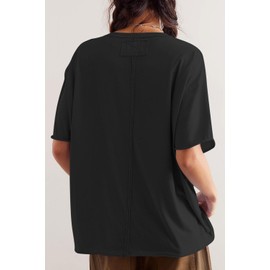 MAOECO Womens Oversized T Shirts Loose Fit V Neck Short Sleeve Tops Summer Casual Blouse Trendy 2025 Basic Tee Black