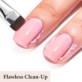 Cepillo para arte de uñas, punta francesa 2 en 1 y cepillo de limpieza de cutículas para esmalte de gel, herramienta profesional de uñas con mango de 