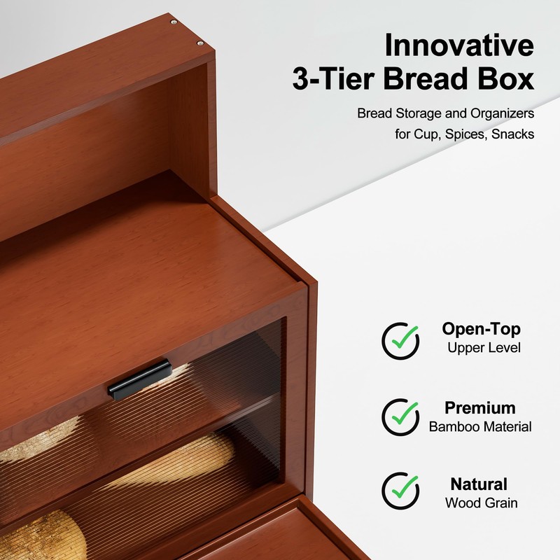 BUTUNITA Bread box for Kitchen Countertop, Farmhouse BreadBoxes for Kitchen