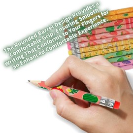 Liahelianx 24-Pack Cute Fruit Pattern Wooden Pencils with Erasers, Smooth Writing HB Graphite Pencils for Classroom Rewards, Fun Unique Design for Drawing, Writing, Party & Birthday Favors