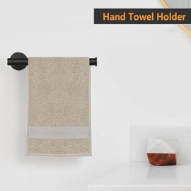 Sotuai Hand Towel Holder - 9" Modern Design Towel Ring, Thicken SUS 304 Stainless Steel Towel Holder for Bathroom Wall, Contemporary Hand Towel Rack - Matte Black