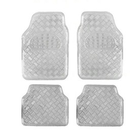 A Set of 4 Universal Fit Plastic Floor Mats with Metallic Finish - Chrome