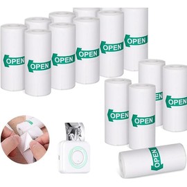 Portable Thermal Printer and Paper roll for Labels, Receipts, Pictures, Notes, 203dpi, 58mm Thermal Paper, Pink or Blue (5, white Sticky Paper roll)