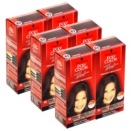 6x Schwarzkopf Poly Color Permanent Hair Colour Dark Brown 43