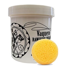 Ray Holes Leather Care Products Vaquero Rawhide Cream with Leathercraft Applicator Sponge Included, Ideal For Conditioning And Water-Proofing Rawhide and Other Fine and Exotic Leathers, Pint Container