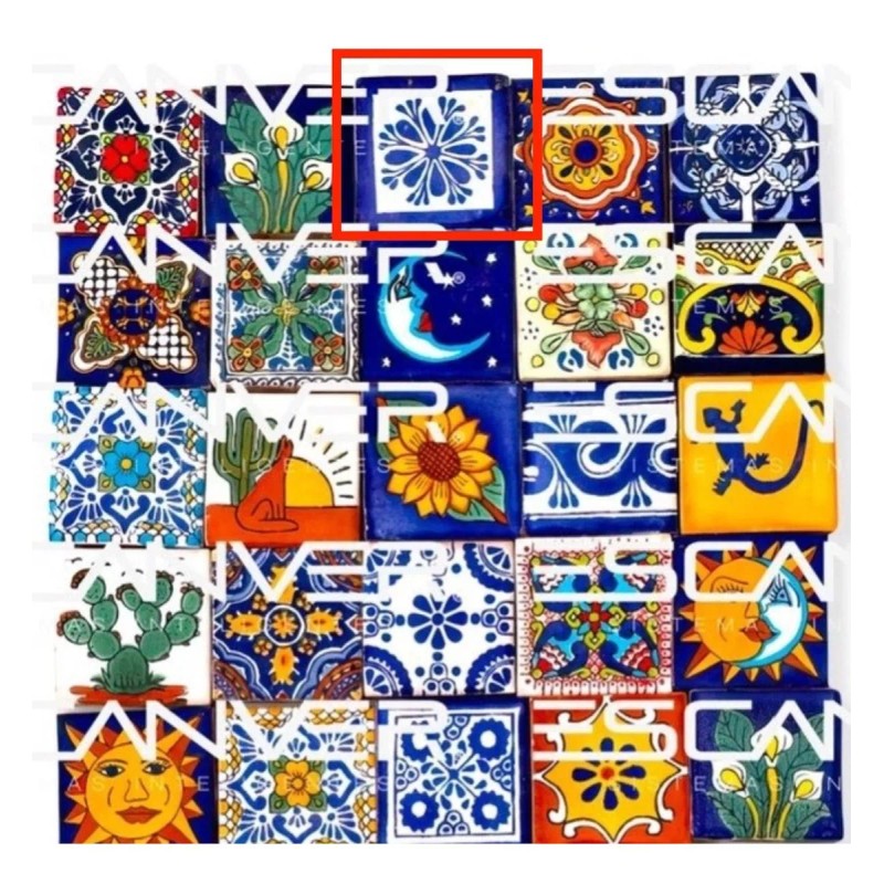 Escanver Azulejo Talavera 5x5 Cm Pequeño 45 Piezas Surtido Confeti