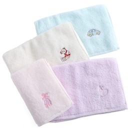 sense gnosis 100% Cotton Kids Facial Towels, Fingertip Towels for Bathroom Towel Set Embroidered Children Towels & Baby Washcloths, 10 x 20 inches(4 Pack in 4 Color)
