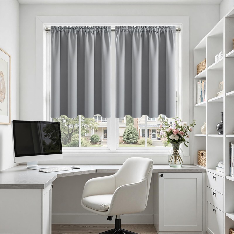 MRTREES Kitchen Waterproof Curtains, Blackout Thermal Curtains with Rod Pocket