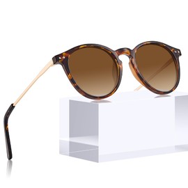 CARFIA Fashion Polarized Round Sunglasses for Women Hand-polished Acetate Frame Eyewear CA508