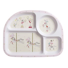 Sophie Allport Kids - Childrens Divider Plate, 100% Melamine, Snack or Dinner Tray Plate, Fairground Ponies, 27 x 21 x 2 cm