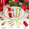 Pre Rolled Gold Plastic Silverware with Red Napkins, 100Pack Red
