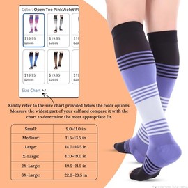 Doc Miller Calcetines de Compresión de Punta Abierta (1 par) 20-30 mmHg Medias de Compresión Para Ejercicio, Recuperación, Dolores, Varices, Mangas pa