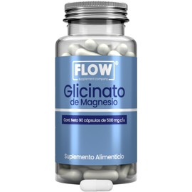 Glicinato de Magnesio Flow Supplements - 90 Cápsulas de 500mg | Apto Keto | Sin Azúcar ni Gluten | Suministro de 3 Meses