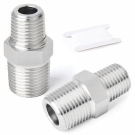 ERGAOBOY 2 Pcs 3/8" x 1/4" BSP Male Cold Head Male Reduction Hex Fittings, Stainless Steel 304 Pipe Fittings
