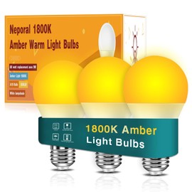 Neporal Amber Light Bulbs 9W, Soft Warm Sleep Light Bulbs 60W Equivalent, Blue Light Blocking Amber Night Light Bulbs 1800K, Bedtime Light Bulb for Healthy Sleep, 8 Pack