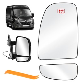Spiegelglas Ersatz für Ducato Jumper Boxer Movano C 2006-2023, Beheizbar Konvex Ersatzspiegelglas Außenspiegel Glas Fahrerseite Asphärisch Rückspiegelglas Umkehrlinse ABS Rückfahrglas Spiegel(Links)