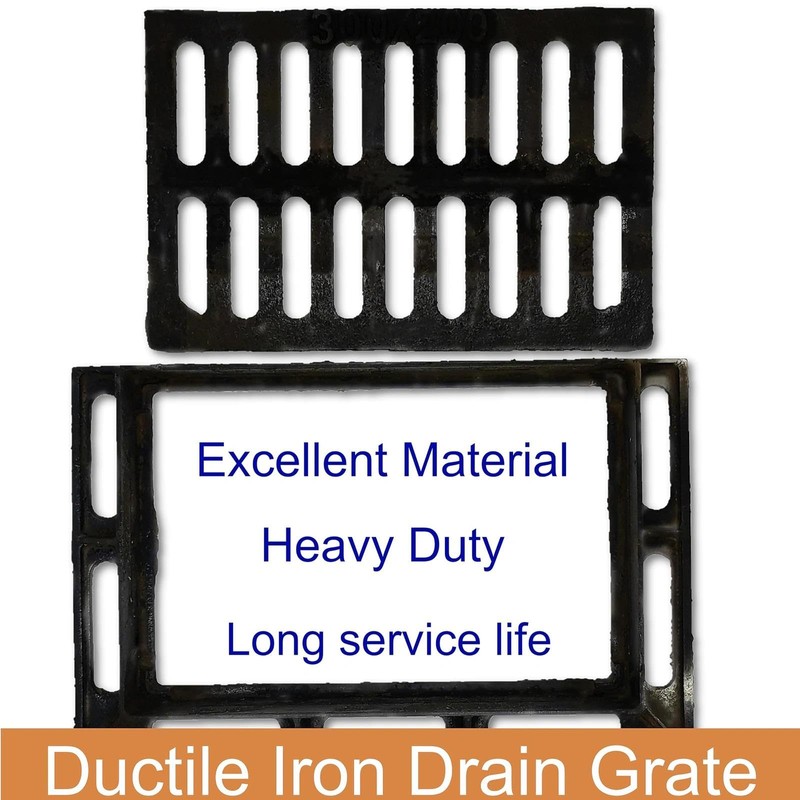 DuuMuut Cast Iron Drain Grate and Frame 12x8 in, B-Class