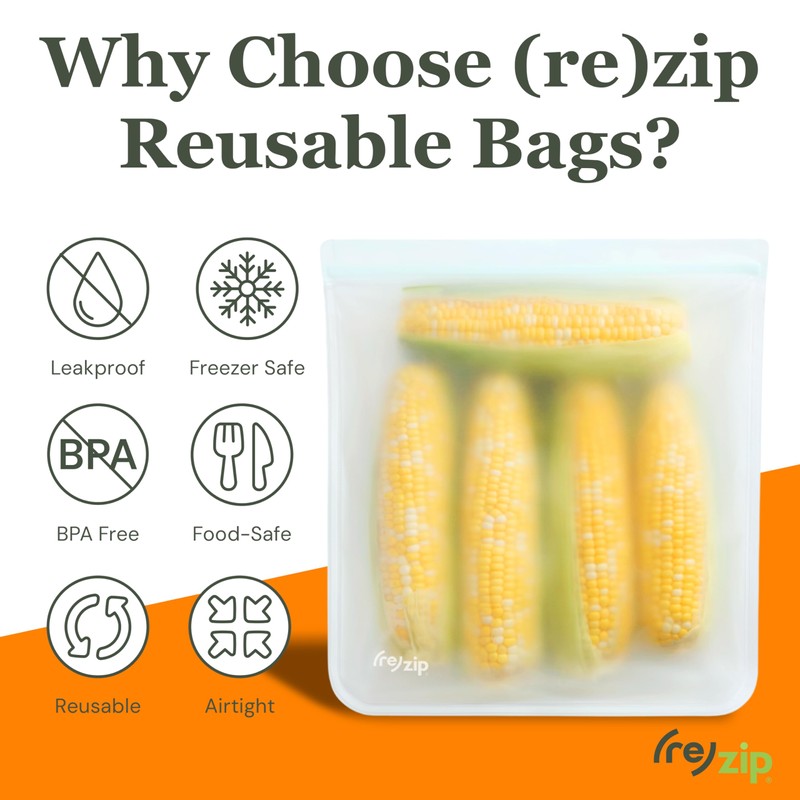 (re) zip Gallon Reusable Storage Bags, BPA-Free, Leakproof, Food-Grade 100%