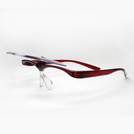 Ambidextrous Magnifying Glasses, 1.6x Magnifier, Face Trick Glasses, Hang and Fly Option, Red