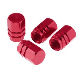 Vmingo - Tapon Pivote Valvula Cubre Llanta Aluminio Auto Moto 4-Pieza (Rojo)