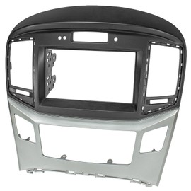 tomzz Audio 2419-043 Double DIN Radio Faceplate Compatible with Hyundai H1 (TQ) Fz. with Clock via OEM Device from 2015 Black/Silver