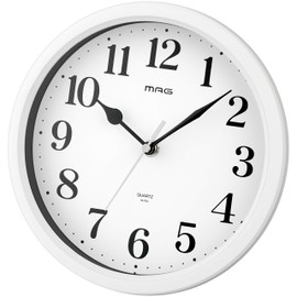 MAG W-764WH-Z Analog Wall Clock, Mei, Small, Silent, Continuous Second Hand, White