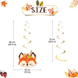24PCS Fall Pumpkin Birthday Hanging Swirls Decorations, Thanksgiving Autumn Themed Birthday Hanging Ceiling Streamers, Jungle Safari Animal Acorns Pumpkin Maple Leaves Fall Harvest Decor Supplies