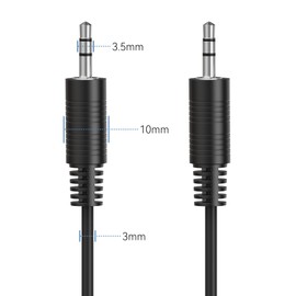 HDSupply Aux Cable, 10.00 m Jack Cable, Audio 3.5 mm Jack Stereo 3-Pin Audio Cable for Headphones, Soundbar, TV, Car, Radio, Black