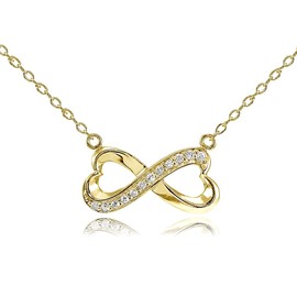 Hoops & Loops Collar con Colgante de Plata de Ley, Oro Amarillo o Oro Rosa con corazón Infinito de circonita cúbica
