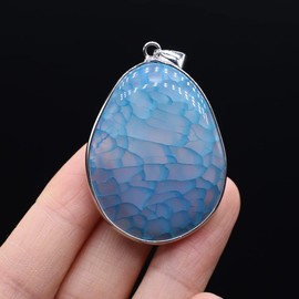 QSLLER 4pcs Natural Crystals Agate Stone Charms Big Size Water Drop Shape Pendants For Jewelry Making DIY Necklaces Earrings Accessories