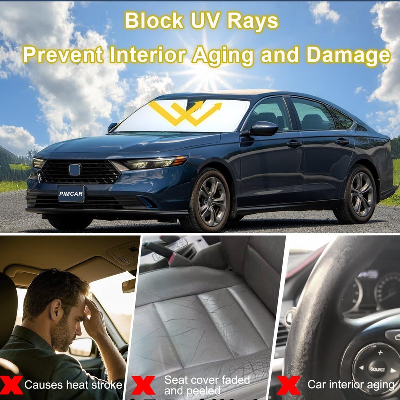 PIMCAR Windshield Sun Shade for 2023 2024 2025 Honda Accord,