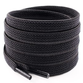 RJ-Sport 2 Pairs Black Elastic Shoe Laces for Adults Sneakers, Flat Bungee Laces for High Tops - 54 inches