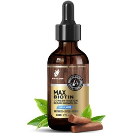 aokur Biotin Beard Oil for Men – Sandalwood Scented Beard Growth Oil with Castor, Vitamin B5 & Grape Seed – Soften & Tame Coarse Beards – Natural Grooming Gift for Him – 2 oz