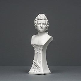 Wolfgang Amadeus Mozart Sculpture Made Cellane, Handmade in Germany, Bust in White, 19 cm