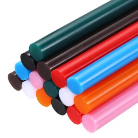 uxcell 16pcs Full Size Hot Glue Gun Sticks 8-inch x 0.43-inch 11 x 200mm, Black, White, Bright Red, Coffee, Deep Green, Sky Blue, Orange, Pink