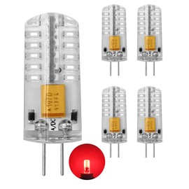 Honle G4 2.5W RED LED Light Bulbs AC/DC 12V 24V Bi-Pin Base Equivalent 20W Halogen Lamp Capsule Non-Dimmable 200LM Colorful RGB for Landscape Lighting Festival Decoration Atmosphere Creation Pack of 4