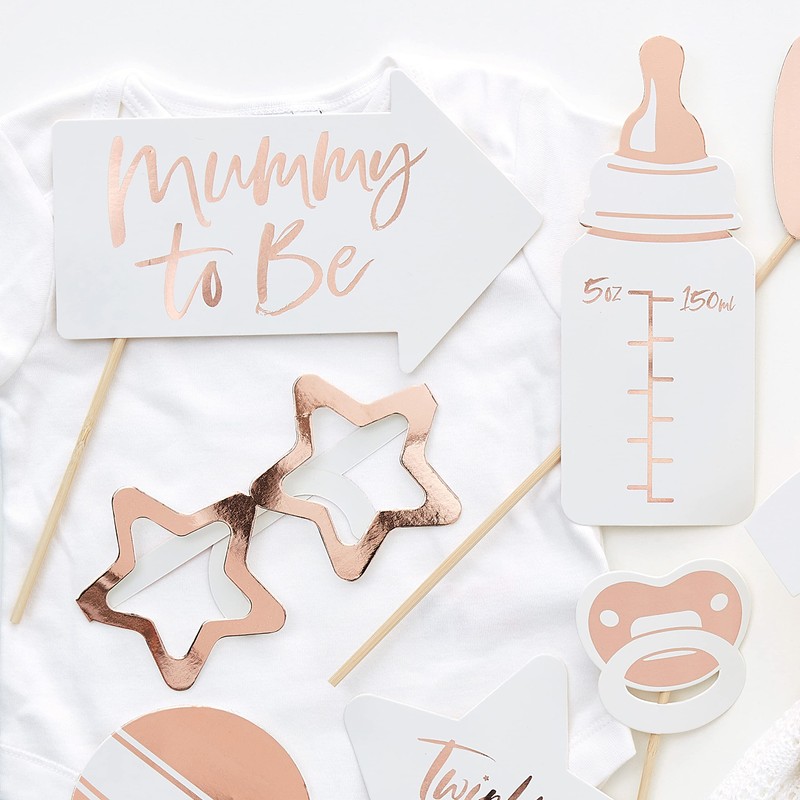 Ginger Ray 10 Pack Rose Gold Foiled Baby Shower Photo