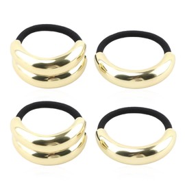 4PCS Metal Hair Ties-Elastic Ponytail Cuffs Geometric for Thick Hair,Hair Accessories for Women(Gold)