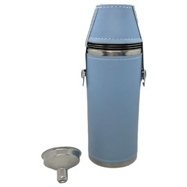 Giggle Golf 8 oz Flask Gift Set with 4 Shot Glasses & Funnel – Stainless Steel Golf Flask with PU Leather – Fun Tournament Tee Prize or Golf Gift (Light Blue)