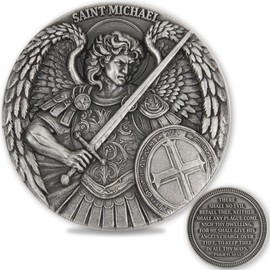 Saint Michael The Archangel Challenge Coin with Clear Protective Case - Winged Angel Design, Inspirational Bible Verse Psalm 91:10-11, Metal Finish, Perfect for Protection and Faith