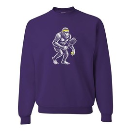 Go All Out XX-Large Purple Mens Pickleball Bigfoot Funny Sasquatch Lover Sweatshirt Crewneck