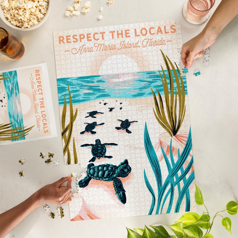 Lantern Press Anna Maria Island, Florida, Turtles on Beach, Respect