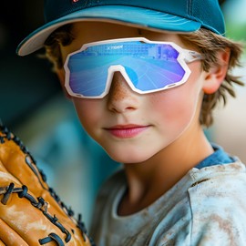 X-TIGER Children's Cycling Glasses Polarised Sports Glasses UV400 for Boys Girls Age 6-14 Years Outdoor Sports Sunglasses