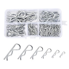 Pack of 100 Cotter Pins Spring Pins 2 mm, R-Clips Splint Assortment Galvanised, Spring Cotter Pins Safety Cotter Pins Set with Assortment Box, Carbon Steel Hitch Pin for Cars Mechanics 6 Sizes