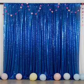ShiDianYi Sequin Backdrop 10FTX10FT Blue Sparkle Backdrops for Party Royal Blue Backdrop Curtain Sequence Fabric Glitter Curtains Sparkly Photograph Background